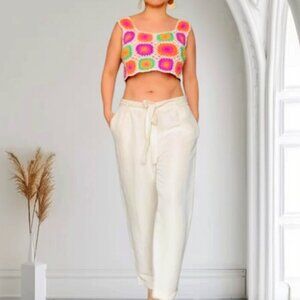 Kenar Beige Linen & Rayon Pants   Size 10